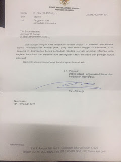 surat tanggapan kpk